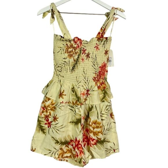 NWT Billabong Hold Tight Floral-Print Smocked Romper, Women's Medium - Picture 3 of 16